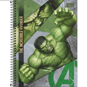 Caderno 10 Matérias Universitário Espiral Vingadores Hulk - Tilibra