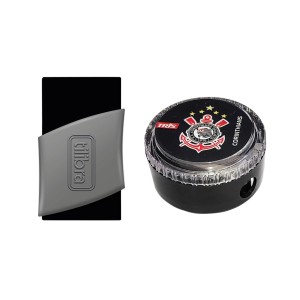 Kit Borracha Preta Capa Plástica + Apontador com Depósito Corinthians