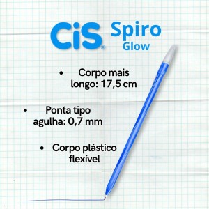 Caneta Esferográfica Cis Spiro Glow Preta - Kit c/ 6 Unidades