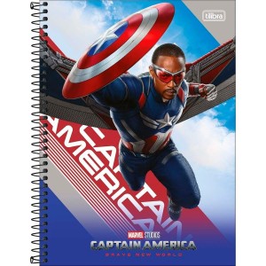 Caderno 10 Matérias Universitário Espiral Capitão América - Tilibra