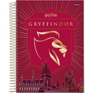 Caderno 10 Matérias Universitário Espiral Harry Potter Grifinória - Jandaia