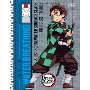 Caderno 1 Matéria Universitário Espiral Demon Slayer - Tilibra