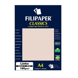 Papel Linho Salmão A4 180g/m² - 50 folhas - Filipaper