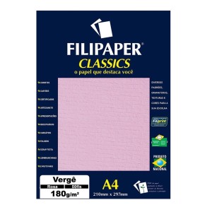 Papel Especial Vergê Rosa A4 180g/m² - 50 Folhas - Filipaper
