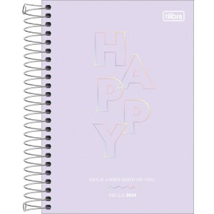Agenda Espiral Diária 14 x 20 cm Happy 2024 - Tilibra